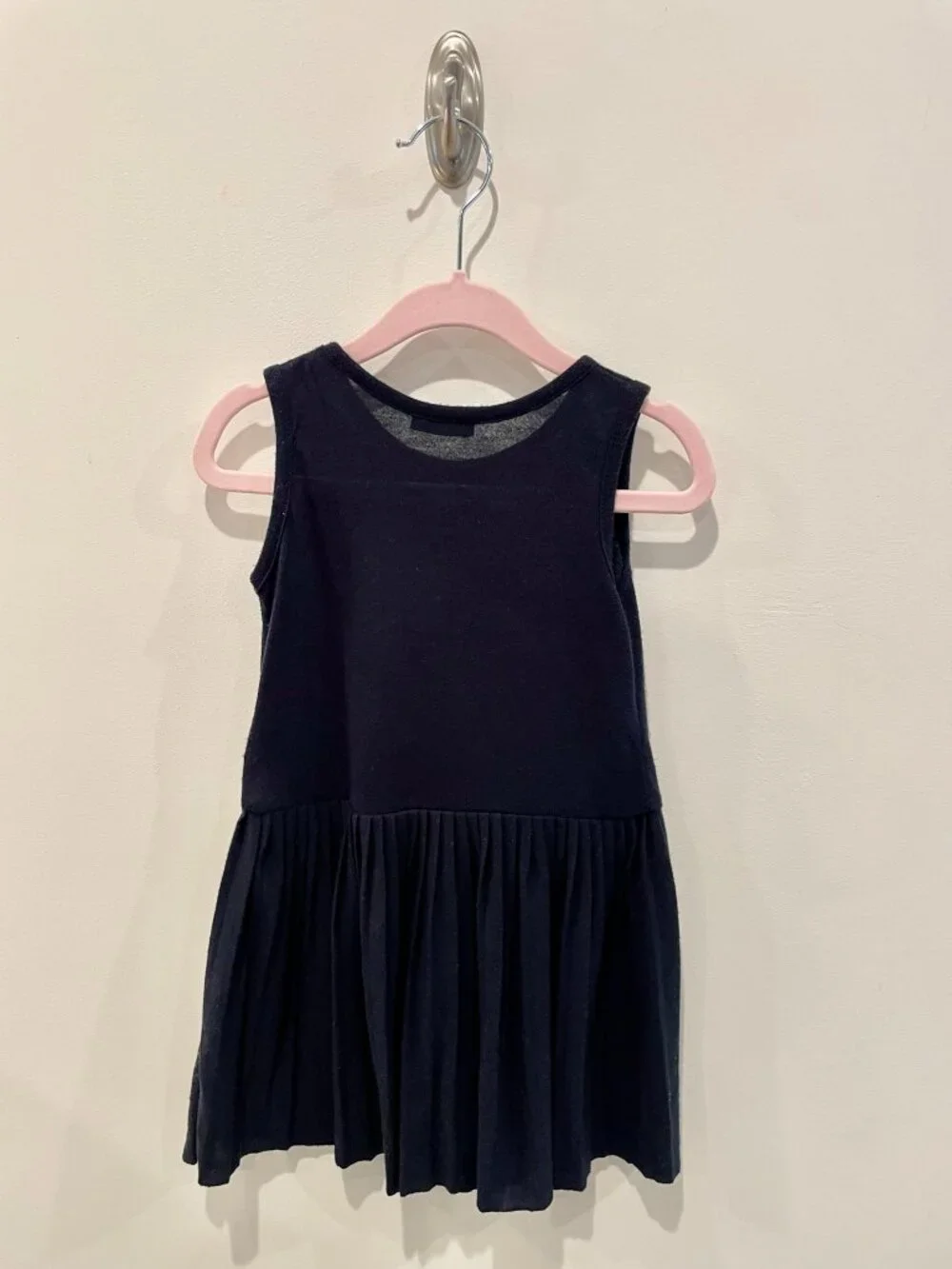 Mayoral Off-White & Navy Blue Bow Sweatshirt Dress Set - Sz 2.